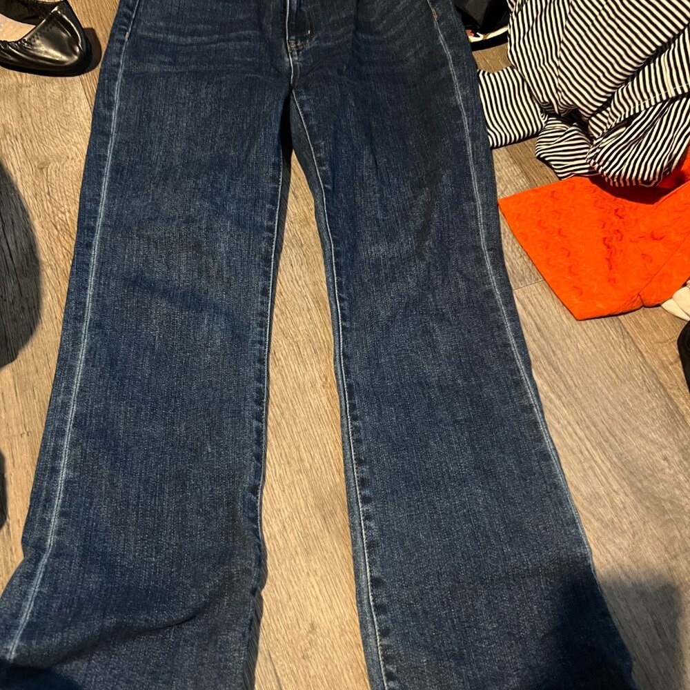 Quince Stretch High Rise Kick Flare Jeans Dark Wash size‎ 25 - Picture 7 of 13